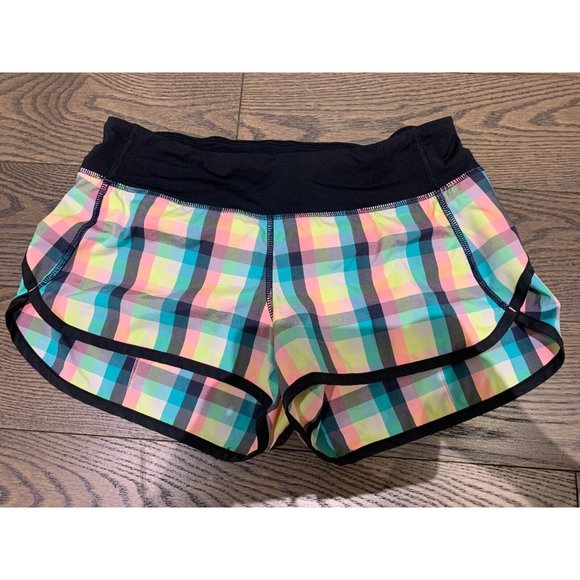 Lululemon Run Times Short size 4 Wee Wheezy Check Bleached Coral plaid speed - Picture 3 of 6